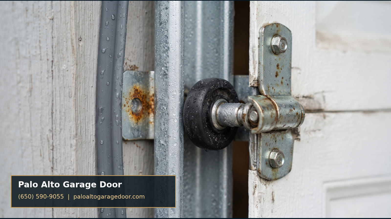 Inspection of garage door hardware for coastal moisture wear