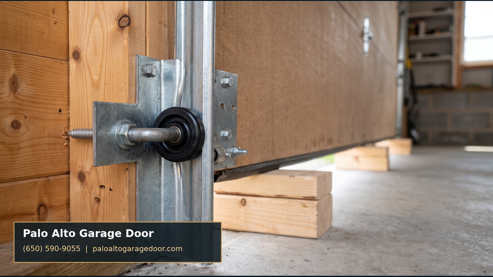 Technician aligning a garage door roller and track