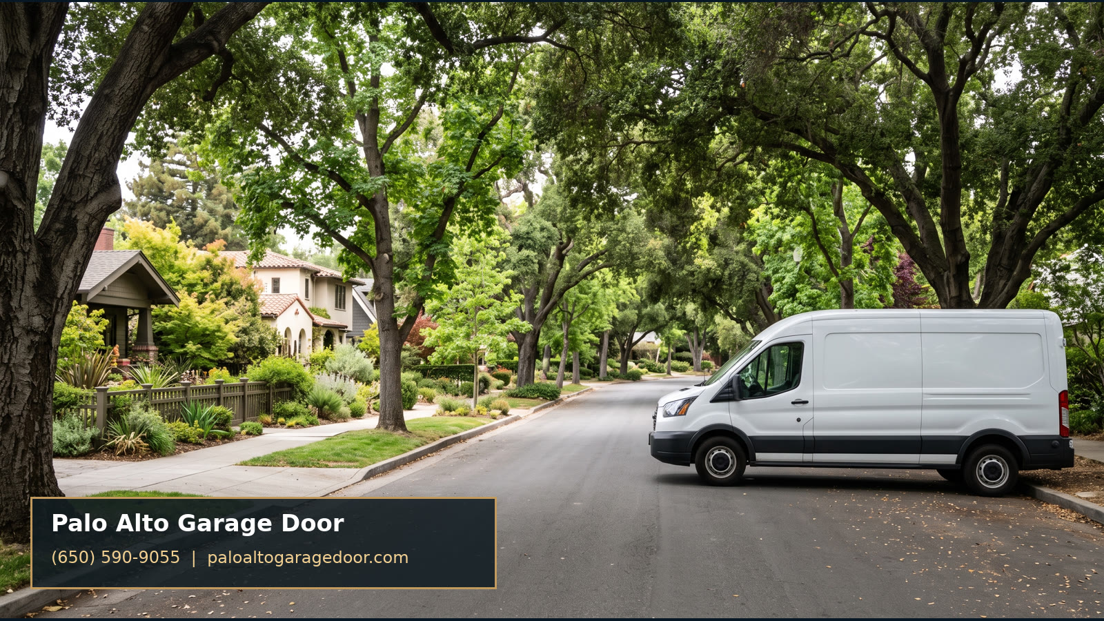 Garage door service route in a Palo Alto neighborhood