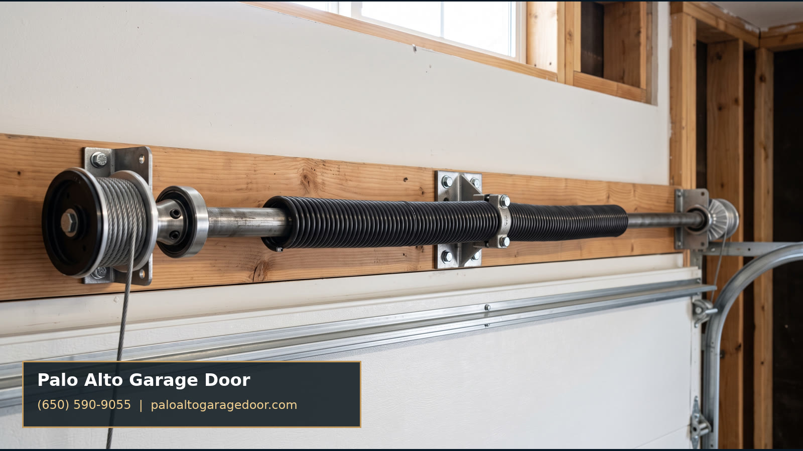 Technician replacing a garage door torsion spring